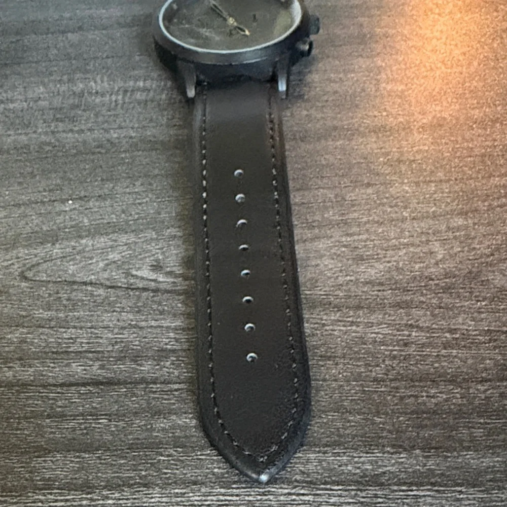 Black Vegan Leather with Gray Face Watch